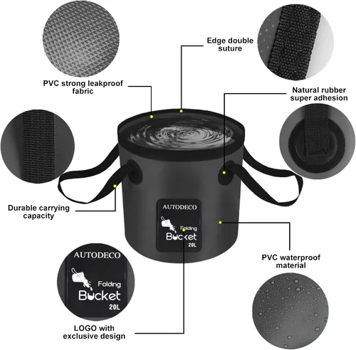 Vista 3 de Cubo plegable Contenedor de 5 galones Cubo de agua plegable Lavabo portátil 20L