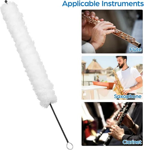 Vista 2 de Kit de limpieza de flauta hisopo de cepillo de limpieza de algodón para reparación