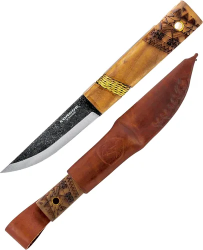 Vista 12 de Condor Tool & Knife - Cuchillo grande Huron Bushcraft - Hoja de acero de alto carbono 1095 - Construcción de espiga completa - Mango ergonómico