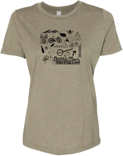 Vista 12 de Cute Women's Screen Printed Crew Neck Tee, Shirts With Sayings, Dusty Blue or Olive