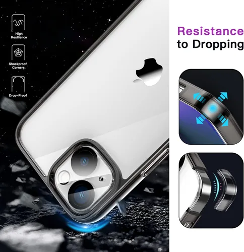 Vista 4 de JETech Funda 5 en 1 para iPhone 13 de 6.1 pulgadas, con 2 protectores de pantalla y 2 protectores de lente de cámara, película de vidrio templado
