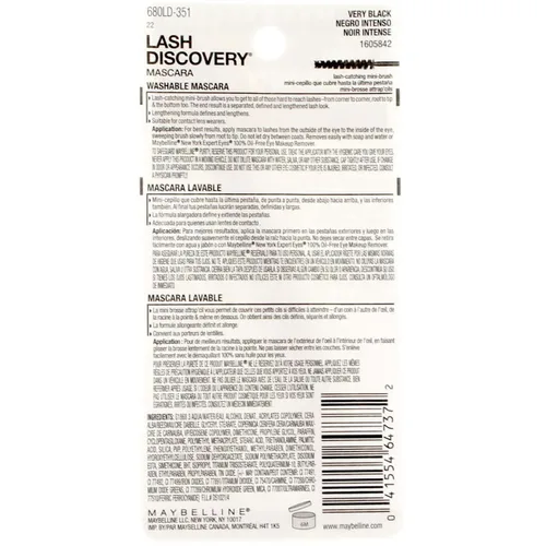 Vista 5 de Maybelline New York Lash Discovery - Máscara lavable, color negro [351] 0.16 onzas (paquete de 9)