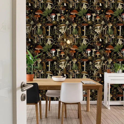 Vista 9 de Jeweluck Papel tapiz floral para despegar y pegar, papel de contacto de hongos, 17.7 pulgadas x 24.2 pies, papel tapiz extraíble de flores, vinilo