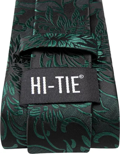 Vista 304 de Hi-Tie Corbatas de seda para hombre, diseño de cachemira a rayas, con bolsillo, gemelos cuadrados, conjunto formal de negocios