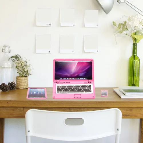 Vista 2 de Miunana Accesorios para muñecas con mini equipo de gafas de sol para teléfono de computadora - Juego de computadora de casa de muñecas de metal
