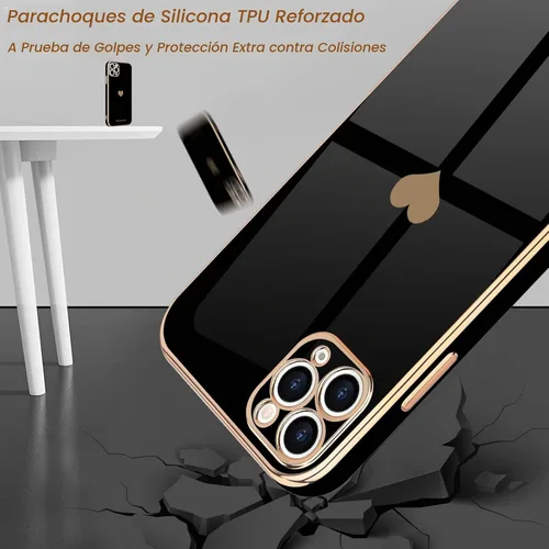 Vista 5 de Teageo Funda para iPhone 11 Pro Max para niñas y mujeres, lindo corazón de Negro