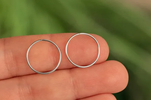 Vista 99 de Aretes de aro de oro de plata – Aretes de aro para mujer, dos piezas de aros de plata fina rellenos de oro, aro de hélice, anillo de tragus, aro