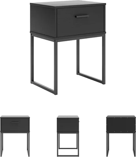 Vista 7 de Signature Design by Ashley Socalle - Mesita de noche moderna con 1 cajón con patas de metal, 26.02 pulgadas de alto, color negro