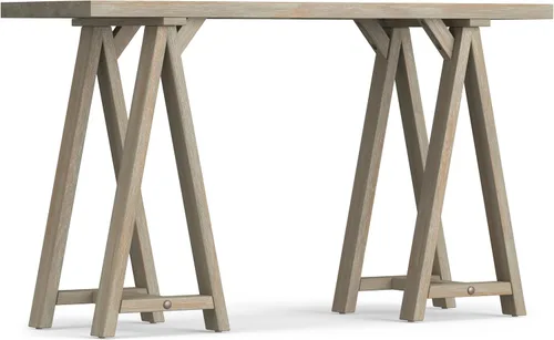 Vista 25 de Simpli Home - Sawhorse - Mesa de centro, color castaño oscuro., Pino, Distressed Grey