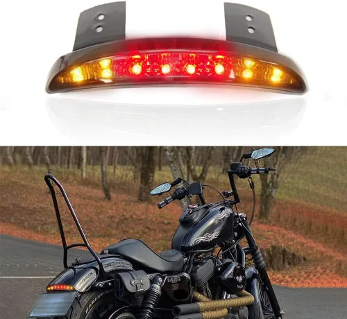 Vista 11 de DREAMIZER Luz Trasera LED para Motocicleta, Borde del Guardabarros, Luz de Freno con Señales de Giro para Sportster XL883N XL1200N XL1200V XL1200X