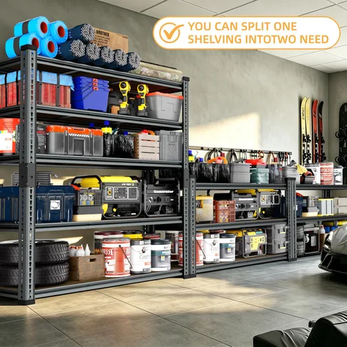 Vista 6 de 3000LBS Heavy Duty Garage Shelving, Real 0.8mm Single-Layer Steel Frame, 5-Tier Metal Storage Shelves (46" W x 20" D x 72" H), Adjustable Boltless