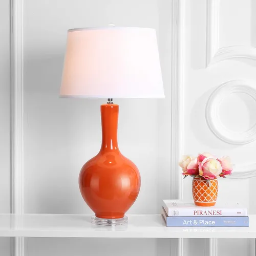 Vista 2 de Safavieh Lighting Collection Blanche Gourd - Lámpara de mesa (2 unidades), color naranja