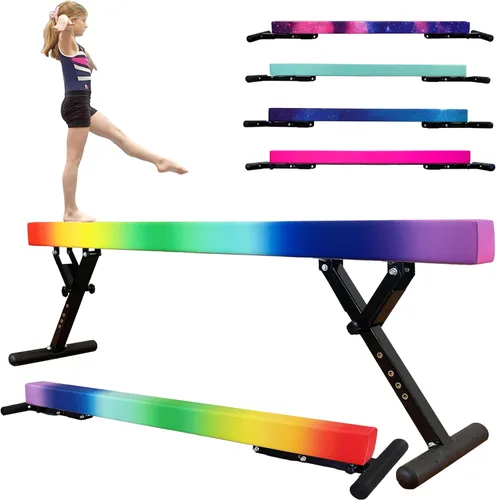 Vista 14 de FC Funcheer - Viga de equilibrio ajustable para niños - Viga de gimnasia de 8 pies - Viga de piso alto y bajo para todos los niveles de gimnasia