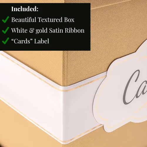 Vista 8 de Merry Expressions Caja de tarjetas dorada de 10 pulgadas, tarjetero para fiesta, caja de regalo de dinero para recepción de boda, graduación