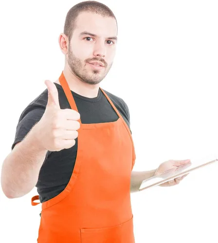 Vista 7 de Total de 15 delantales con peto de colores lisos mixtos a granel para mujeres, hombres y adultos, con 2 bolsillos frontales, para cocinar, pintar