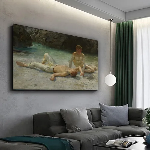 Vista 2 de 43 impresiones de niños por Henry Scott Tuke Noonday Heat Poster Pintura decorativa lienzo arte de pared póster de sala de estar, dormitorio