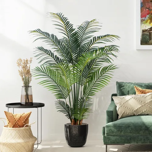 Vista 8 de Yepdin Planta artificial de palma tropical – Árbol artificial de 5 pies con maceta de plástico para oficina y decoración del hogar, plantas altas