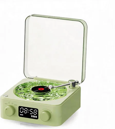 Vista 10 de The Waves - Altavoz Bluetooth, mini altavoces portátiles retro para ayudar a dormir, tocadiscos retro con ondas con luz ambiental, ruido blanco mar