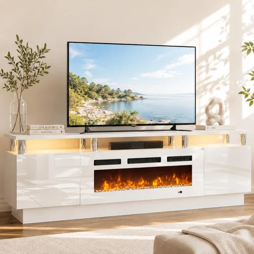 Vista 22 de Soporte de TV de 70 pulgadas para sala de estar, centro de entretenimiento moderno y consola multimedia, se adapta a televisores de hasta 80 Todo