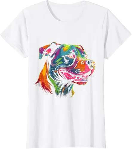 Vista 21 de Pit Bull Mom Dog Lover Colorido Artistic Pitbull Owner - Camiseta para mujer, Negro