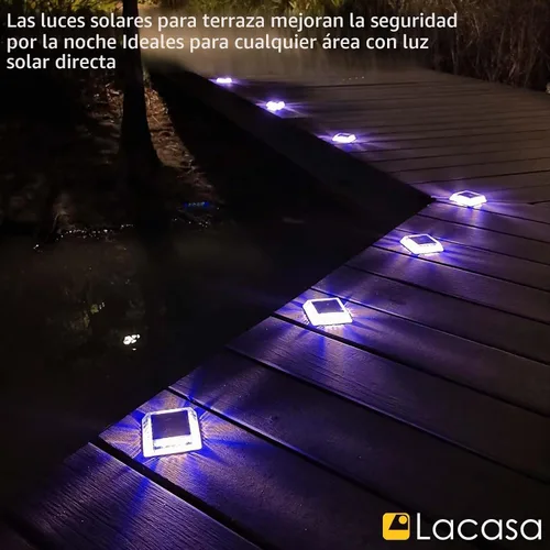 Vista 8 de Lacasa Luz Solar para Exteriores, Juego de 4 Piezas, 30LM, IP68 Resistente al Agua, Luz Solar de Jardín Automática de Encendido/Apagado para Paquete