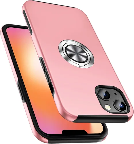 Vista 13 de Funda a prueba de golpes para iPhone 14 de 6.1 pulgadas, [anillo de dedo integrado] funda de teléfono de grado militar con soporte de metal Negro