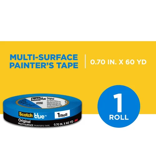 Vista 2 de 3M Scotch-blue 2090 Papel crepé multisuperficies, Pintores, Cinta de enmascarar, 27 libras Fuerza de tensión, 60 Yds, longitud x 3/4" ancho