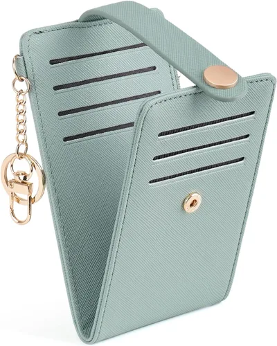 Vista 23 de POIUGOYA Billetera delgada para mujer, con bloqueo RFID, plegable, tarjetero con cremallera y bolsillo para monedas, ventana para identificación