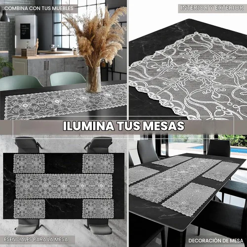 Vista 9 de Elegant Comfort Camino de mesa bordado Ingrid – Bufanda de tocador para el hogar comedor – Decoración de mesa de encaje como decoración de mesa