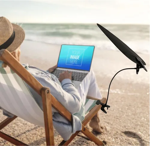Vista 7 de Parasol ajustable para laptop para trabajar fuera Soporte de clip flexible y bolsa portátil