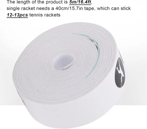 Vista 5 de Cinta de raqueta, cinta antiarañazos para raquetas de tenis, etiqueta protectora de PU (blanco)