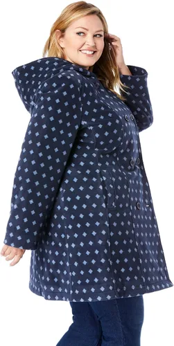 Vista 4 de Woman Within Peacoat de forro polar con capucha y doble botonadura en talla grande para mujer
