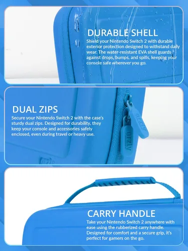 Vista 4 de Orzly Case Compatible with Nintendo Switch 2 Protective Travel Carry Case with Screen Padding, Game Card & microSD Slots, Zipped & Open Pockets for
