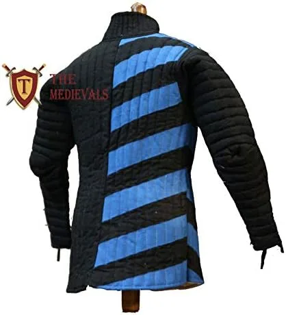 Vista 2 de THE MEDIEVALS Medieval Gambeson Abrigo acolchado grueso Aketon Jacket Armor - Tela de algodón azulnegro