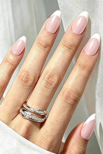 Vista 30 de AzureBeauty Short Almond French Tip Press On Nails, Glazed Donut, 32 Pcs 0-Glazed Donut French Tip