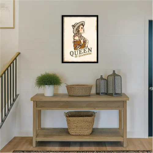Vista 7 de Amanti Art Lienzo decorativo para pared enmarcado de 26 x 19 pulgadas, reina de diamantes n.º 2 por el whisky jengibre, arte de pared de personas