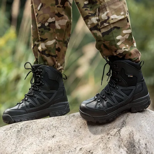 Vista 6 de FREE SOLDIER Mens Tactical Waterproof Lightweight Hiking Boots Military Combat Boots Work Boots