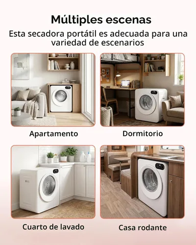 Vista 8 de Euhomy Secadora portátil de 1.5 pies cúbicos, secadora de ropa de 850 W con tambor de acero inoxidable, 4 funciones, panel de control LED, secadores