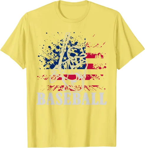 Vista 40 de Camiseta de béisbol deportiva estadounidense con bandera estadounidense, Negro, S