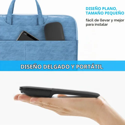 Vista 5 de Ratón plegable inalámbrico Ratones táctiles plegables (2.4G inalámbrico con receptor USB), negro
