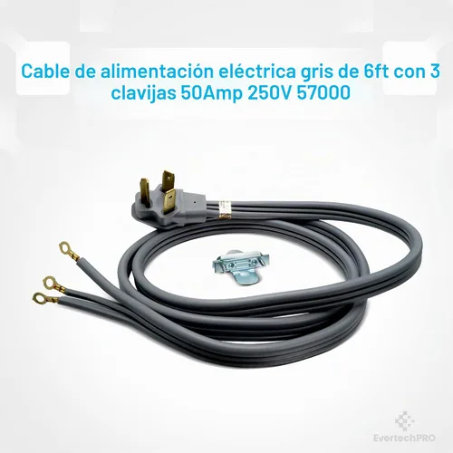 Vista 3 de Cable de alimentación de secadora de 3 clavijas de 6 pies con clasificación de 30 amperios, conector de cable de alimentación universal