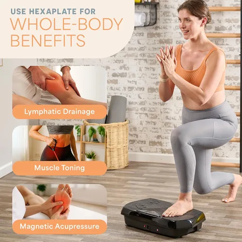 Vista 2 de Lifepro HexaPlate - Máquina de ejercicio con placa de vibración con puntos de acupuntura magnéticos y 9 ajustes preestablecidos, máquina