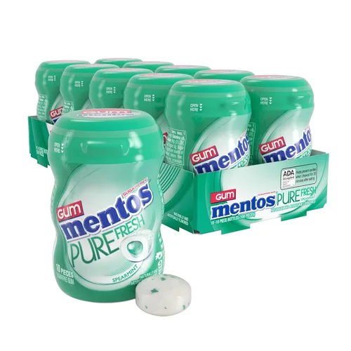 Vista 12 de Mentos Chicle Pure Fresh sin azúcar con xilitol, gaulteria, a granel, botella de 50 piezas (paquete de 6)