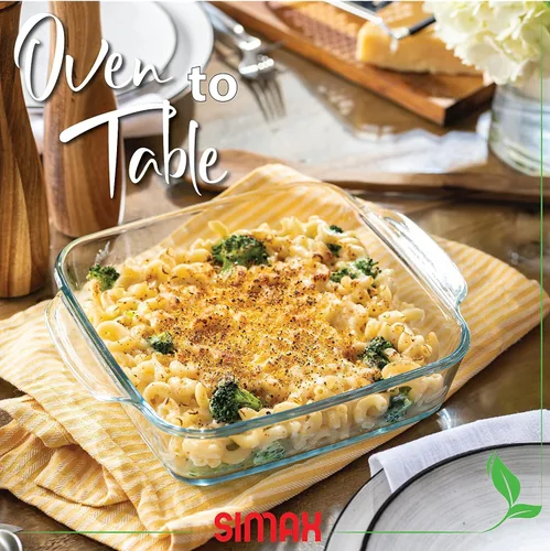 Vista 5 de Simax Plato asador de vidrio, sartén cuadrada grande para hornear y cocinar, utensilios de cocina aptos para horno y lavavajillas, cacerola de 1.5