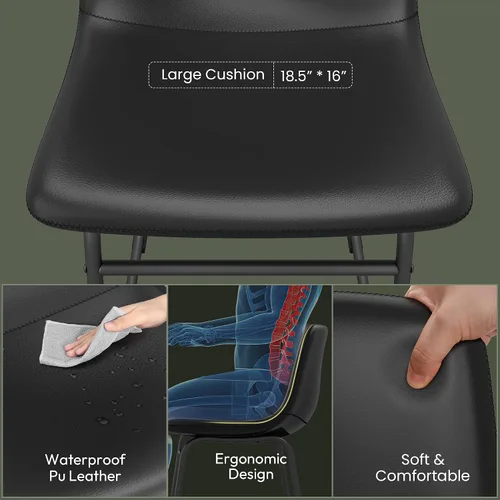 Vista 6 de YaFiti - Juego de 2 sillas de comedor de 18 pulgadas, sillas modernas tapizadas para comedor con cojines de piel sintética y patas de metal, silla