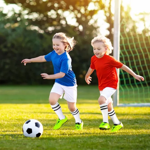 Vista 7 de Unittype 6 pares de calcetines de fútbol para niños pequeños de 3-67-1314 años más de edad, calcetines de fútbol a rayas