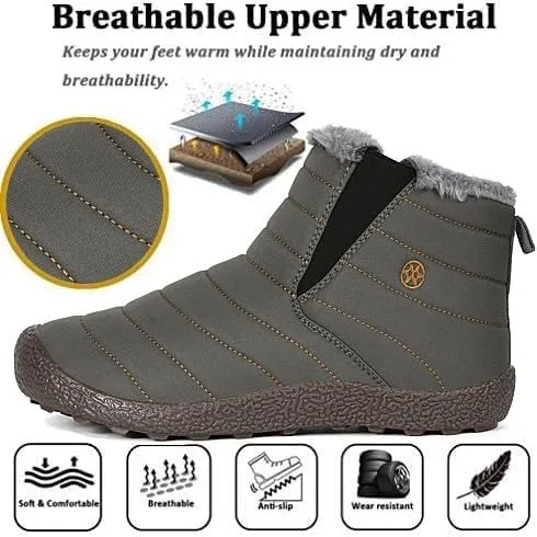 Vista 2 de Eagsouni Botas de nieve para hombre y mujer, zapatos de invierno, antideslizantes, resistentes al agua, totalmente forradas de piel, para exteriores