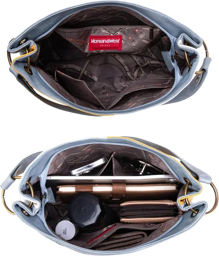 Vista 5 de Montana West Bolso Hobo para mujer con asa superior y bolsillos con cremallera
