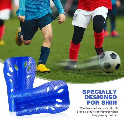 Vista 5 de Artibetter 2 pares de espinilleras de fútbol para niños con correas ajustables, equipo de fútbol perforado transpirable para niños y niñas,