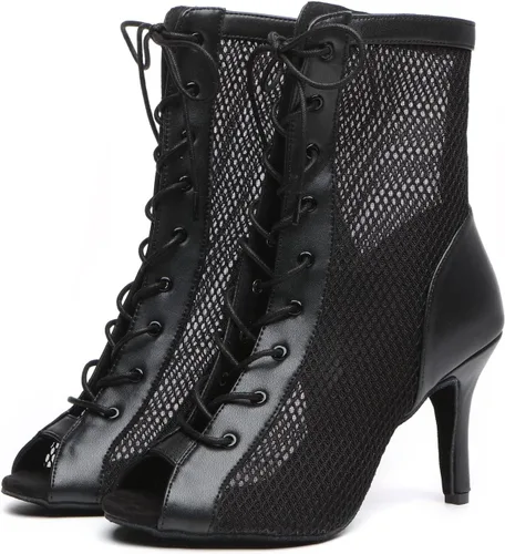 Vista 2 de Minishion Tacones de baile sexy para mujer, sandalias de malla para fiesta